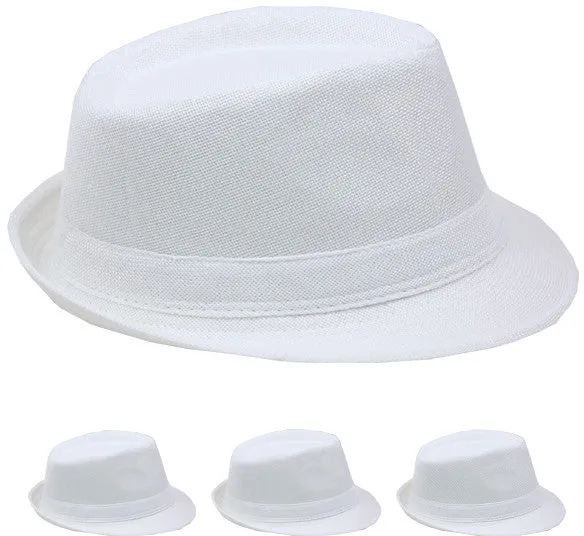 plain white dress fedora hat Case of 72