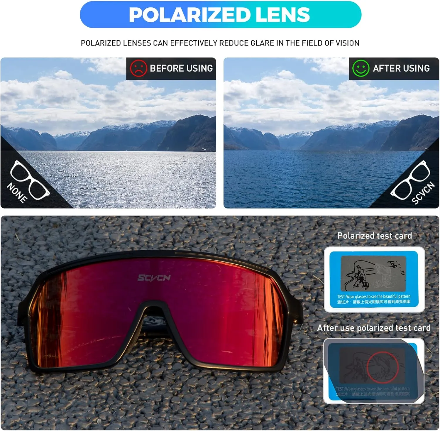 Polarized Cycling Glasses Sport Sunglasses MTB BMX Men Women Running Driving Fishing Golf S61