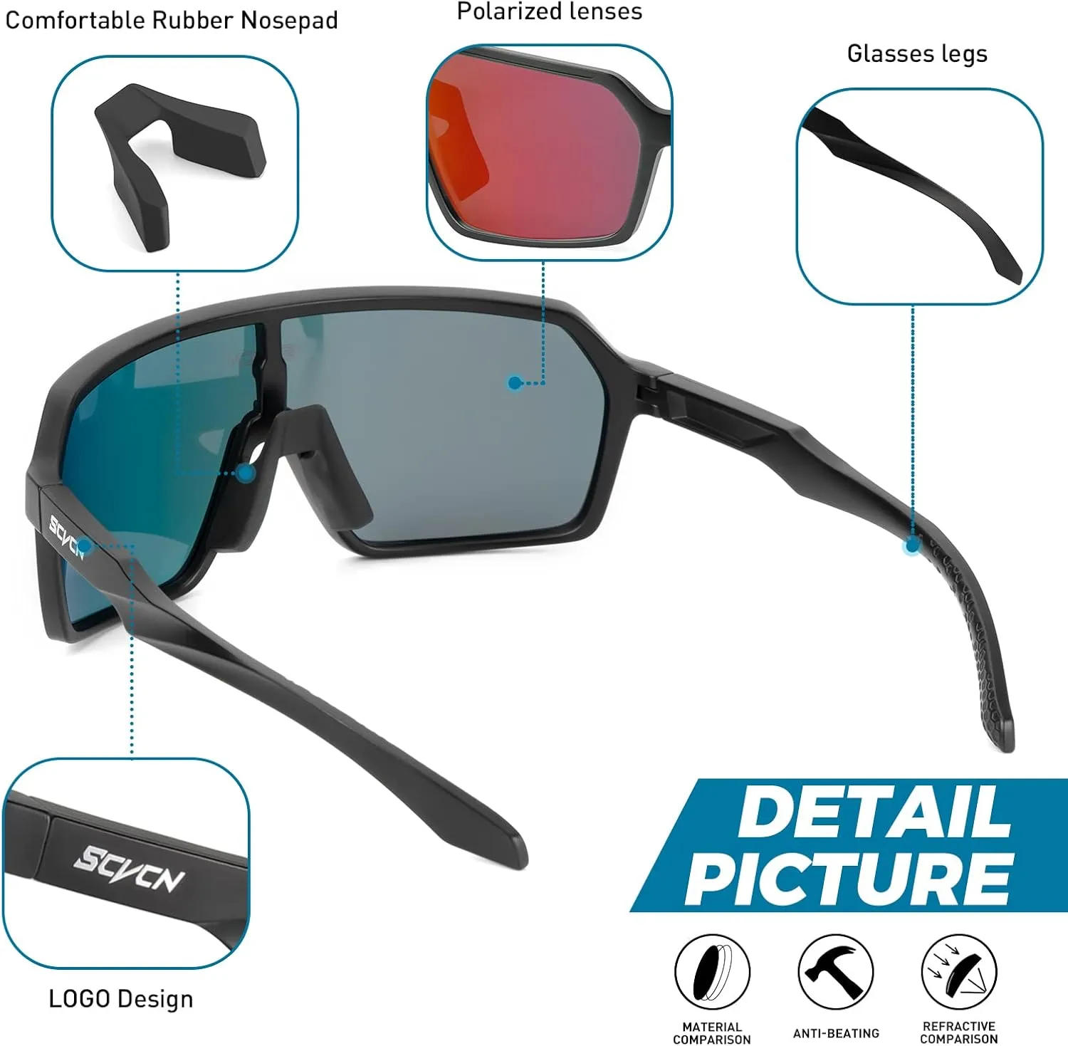 Polarized Cycling Glasses Sport Sunglasses MTB BMX Men Women Running Driving Fishing Golf S61