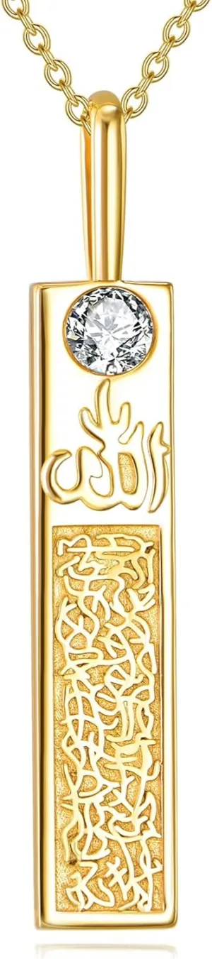 POPLYKE Muslim Islamic Religious Pendant Necklace for Men Women Sterling Silver Religious Allah Jewelry Gift