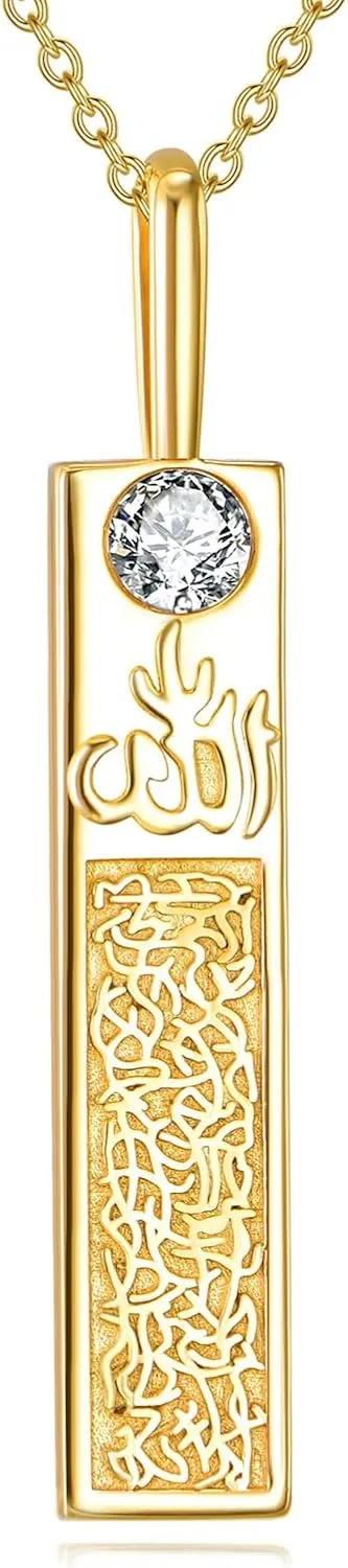 POPLYKE Muslim Islamic Religious Pendant Necklace for Men Women Sterling Silver Religious Allah Jewelry Gift