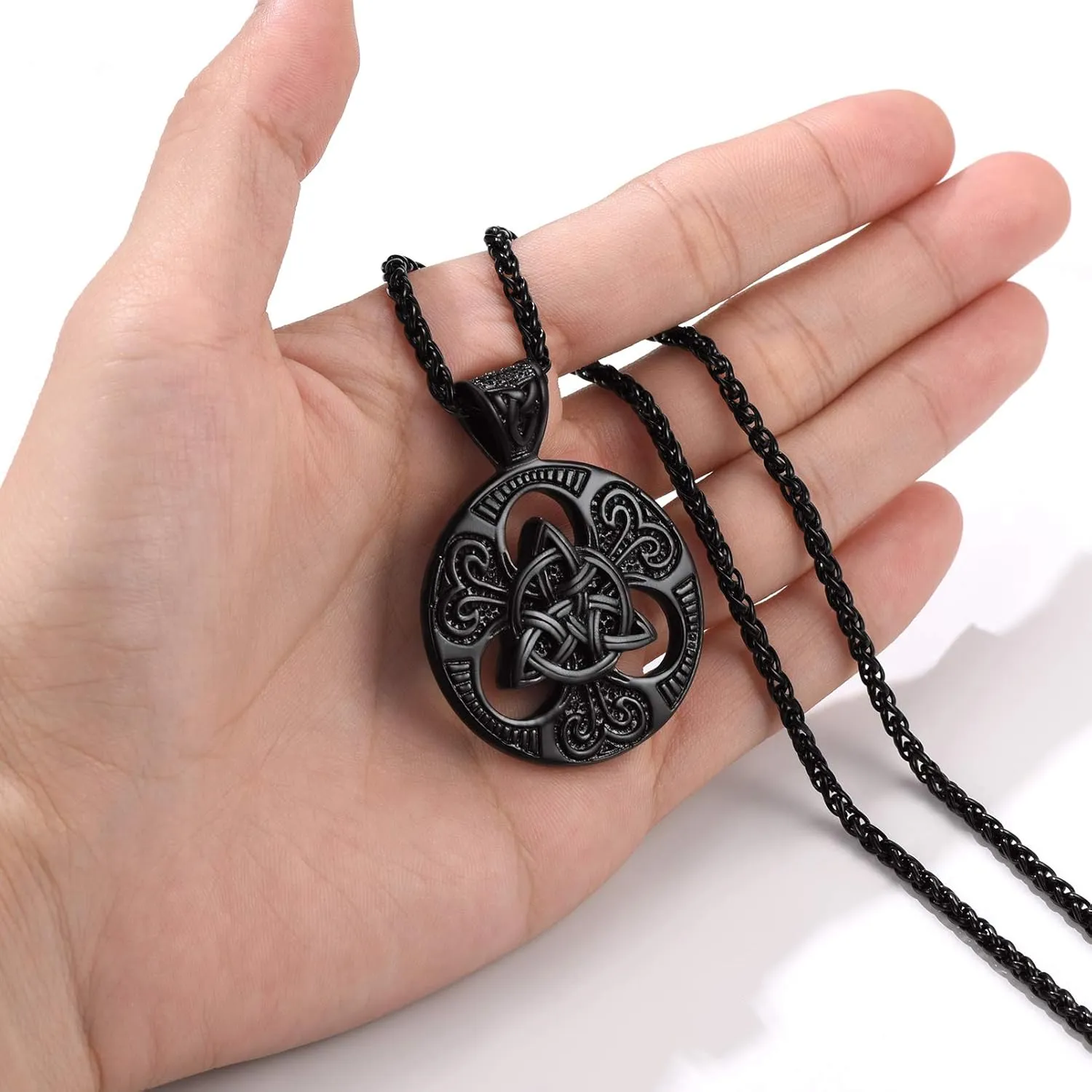 PROSTEEL 316L Stainless Steel Celtic Knot Triquetra Necklace, Irish Christian Cross Pendant Necklace for Men Women, Protection Amulet Jewelry, 22"-24" Adjustable, Come with Box