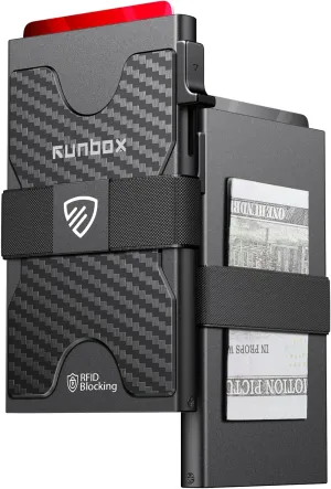 RUNBOX Slim Card Holder Wallet for Men, Minimalist RFID Blocking Wallet with Pop-Up Function, Ultra-Thin Design, Metal Business Card Cases holds 12  Cards, Gifts for Men, Men's Accessories