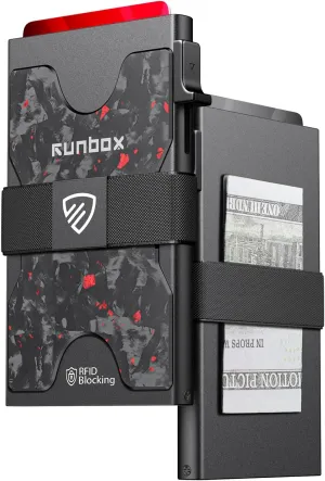 RUNBOX Slim Card Holder Wallet for Men, Minimalist RFID Blocking Wallet with Pop-Up Function, Ultra-Thin Design, Metal Business Card Cases holds 12  Cards, Gifts for Men, Men's Accessories