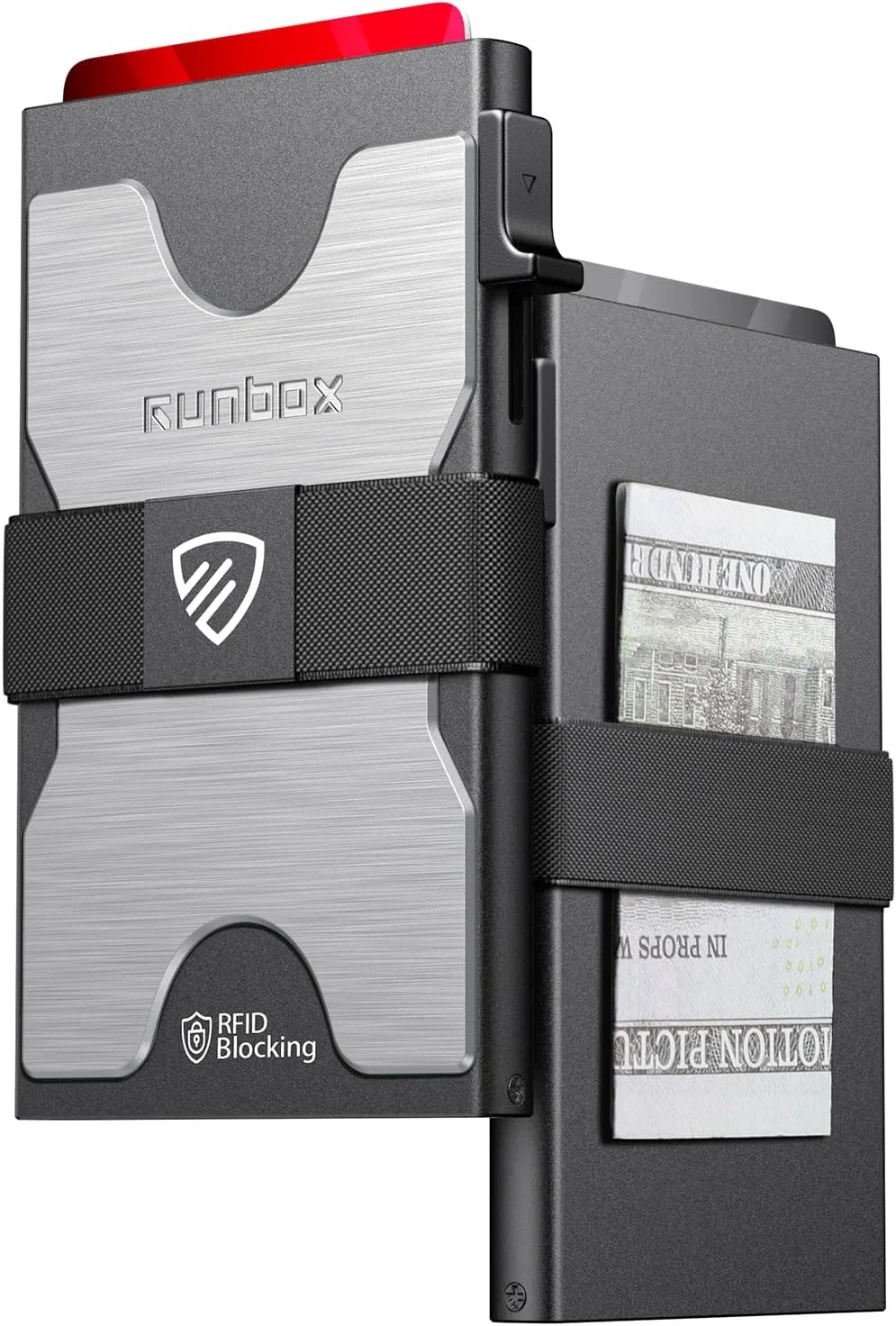 RUNBOX Slim Card Holder Wallet for Men, Minimalist RFID Blocking Wallet with Pop-Up Function, Ultra-Thin Design, Metal Business Card Cases holds 12  Cards, Gifts for Men, Men's Accessories