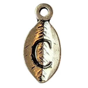 Silver Leaf Initial Charm - Letter C