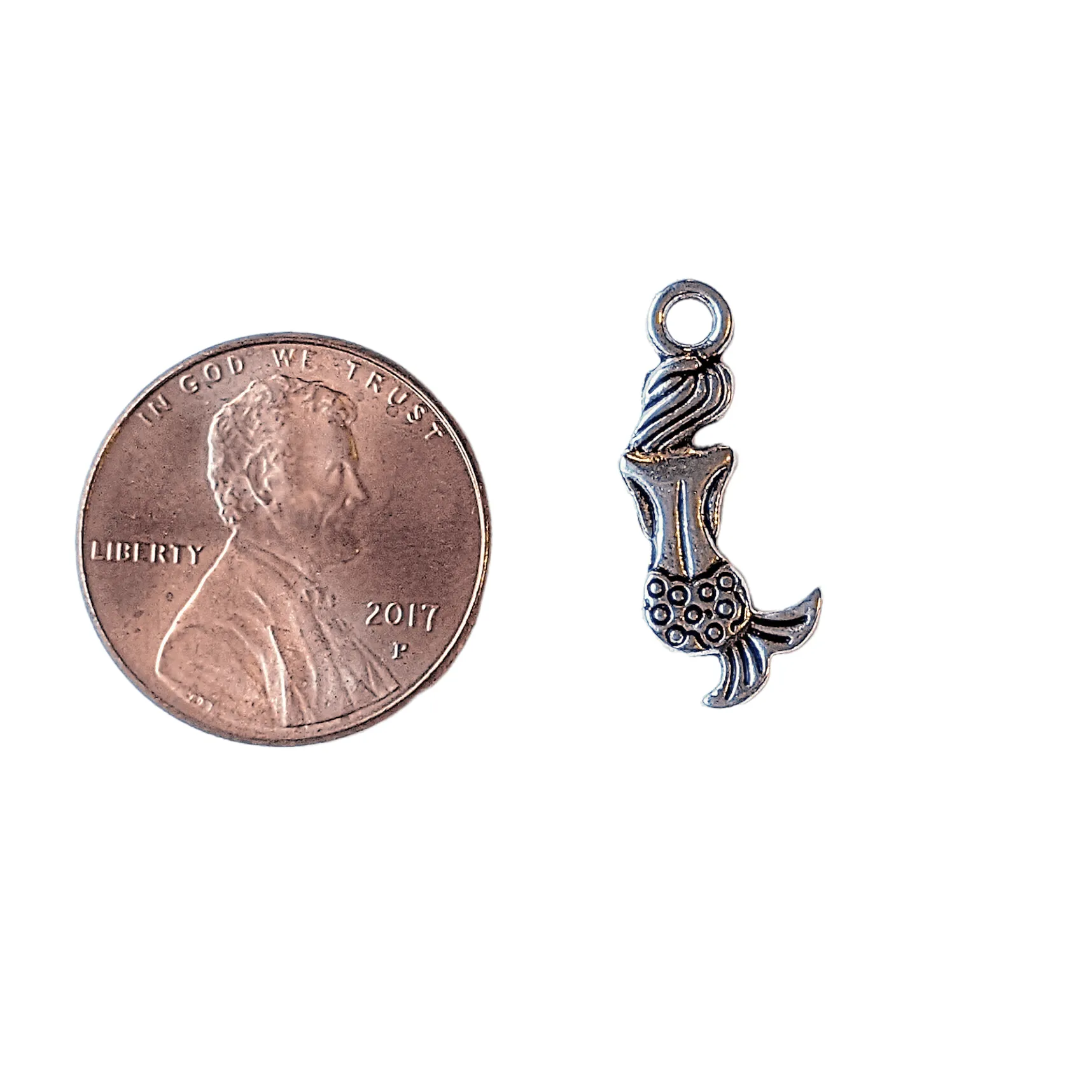 Silver Mermaid Back Charm Pendant
