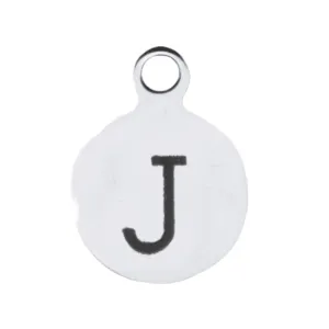 Silver Round Initial Charm - Letter J