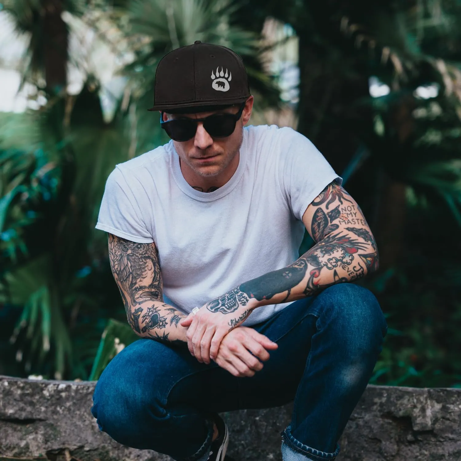 Snapback Hats for Men Skull Hat Flat Bill Hat for Boy Snap Backpack Baseball Cap Skeleton Hand Black