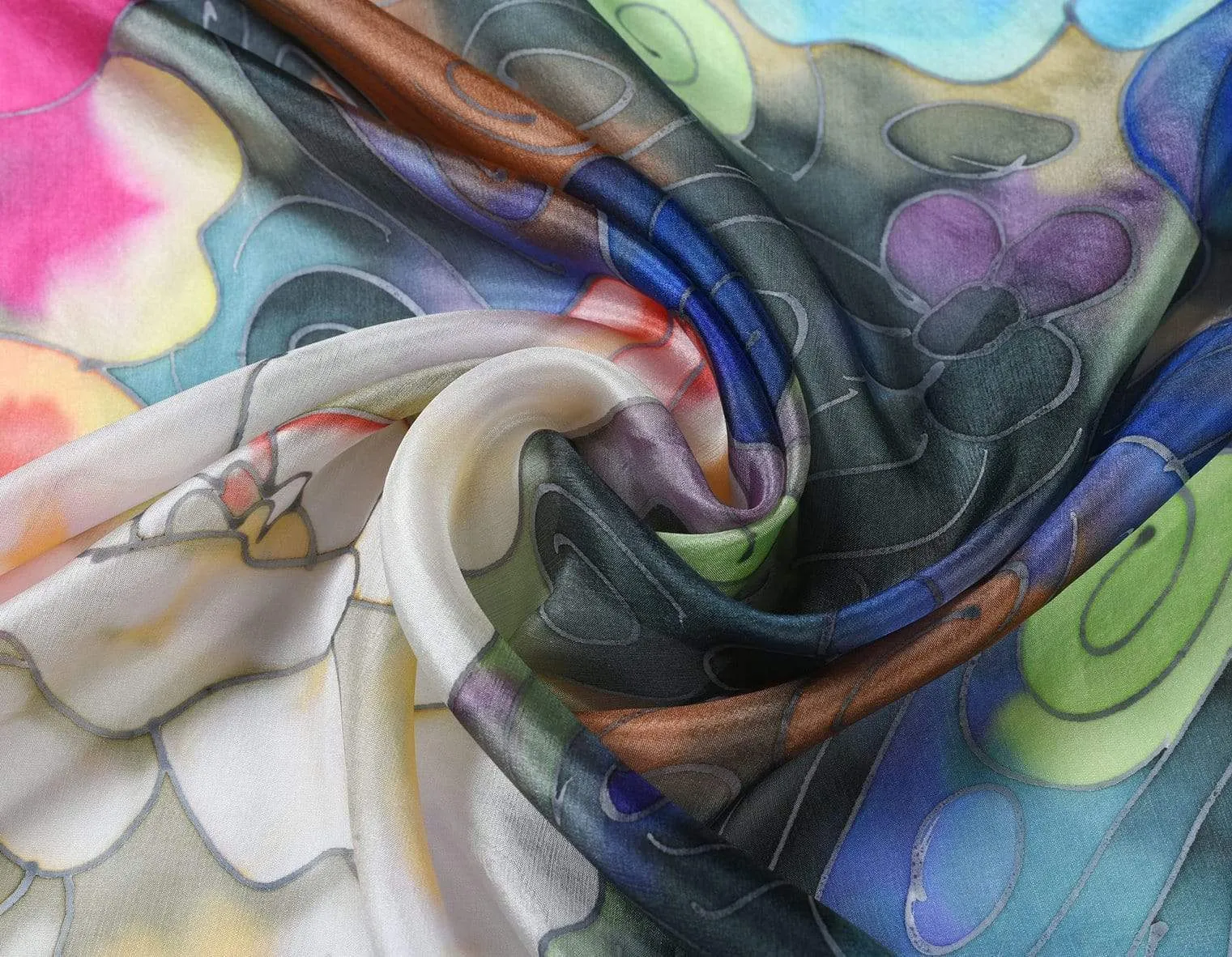 Square Hand Painted Silk Scarf - Suzy