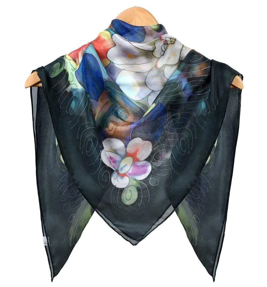 Square Hand Painted Silk Scarf - Suzy
