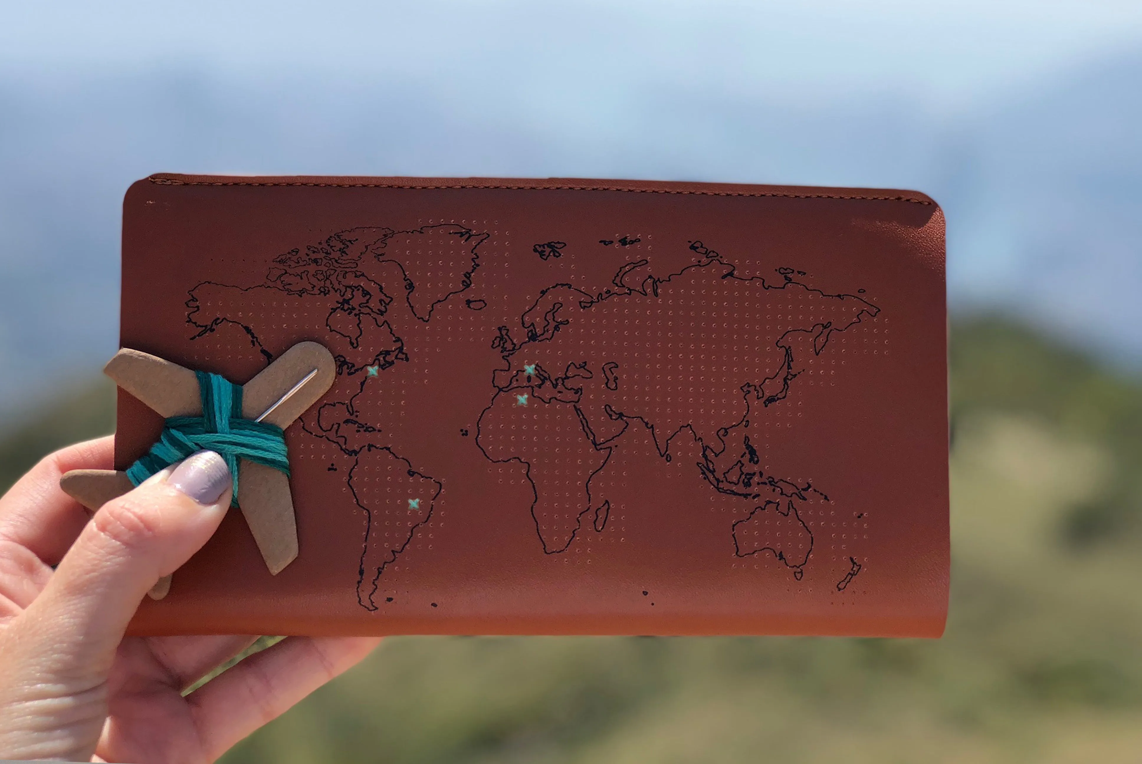 Stitch Travel Wallet - Brown