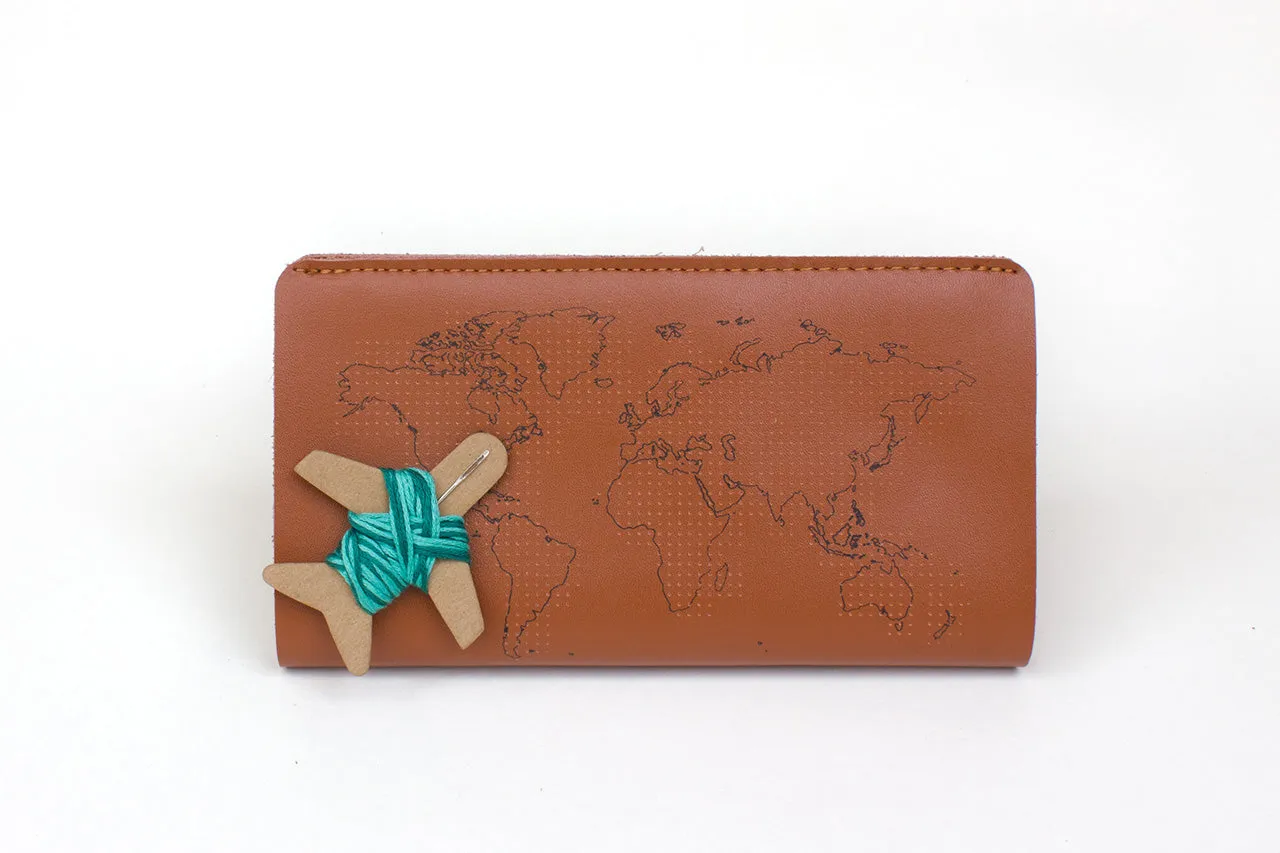 Stitch Travel Wallet - Brown