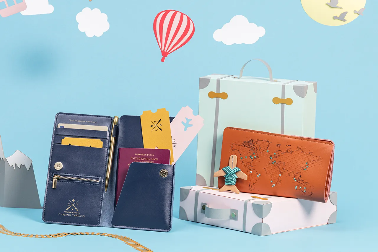Stitch Travel Wallet - Brown