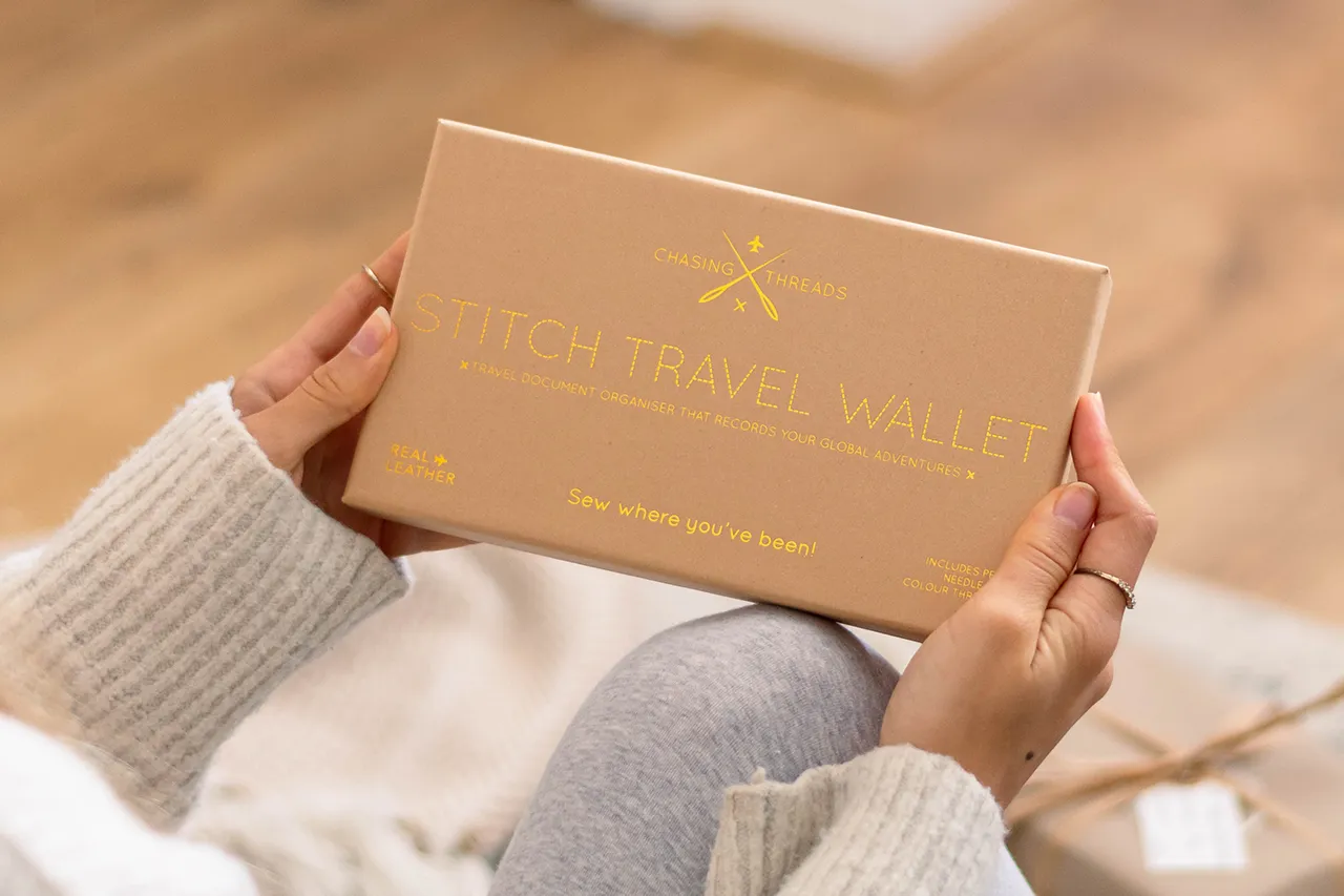Stitch Travel Wallet - Brown