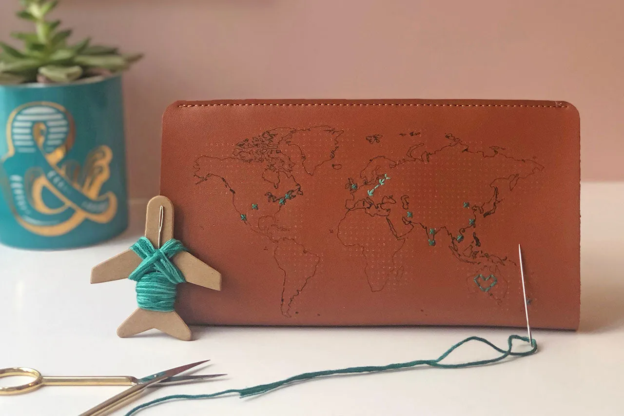 Stitch Travel Wallet - Brown