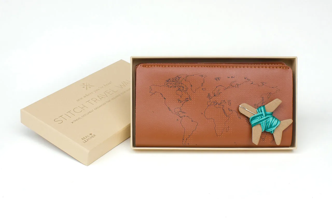 Stitch Travel Wallet - Brown