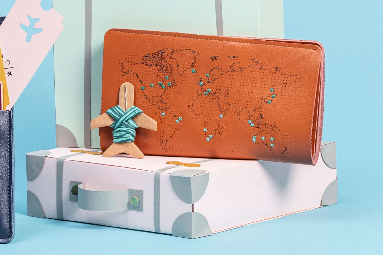 Stitch Travel Wallet - Brown