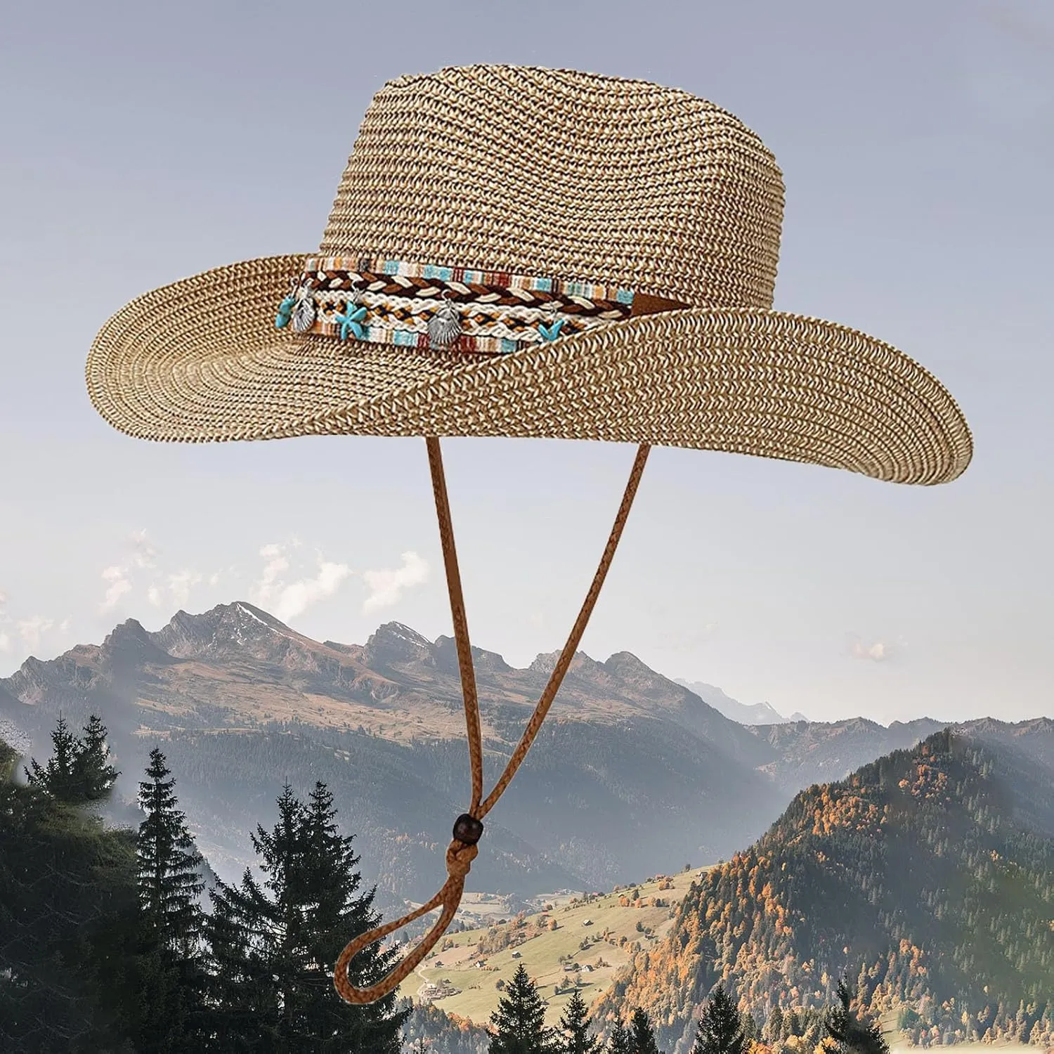 Sun Hats for Women Uv Protection Straw Hat Western Cowboy Hat Summer Panama Hats Ladies Beach Jazz Cap