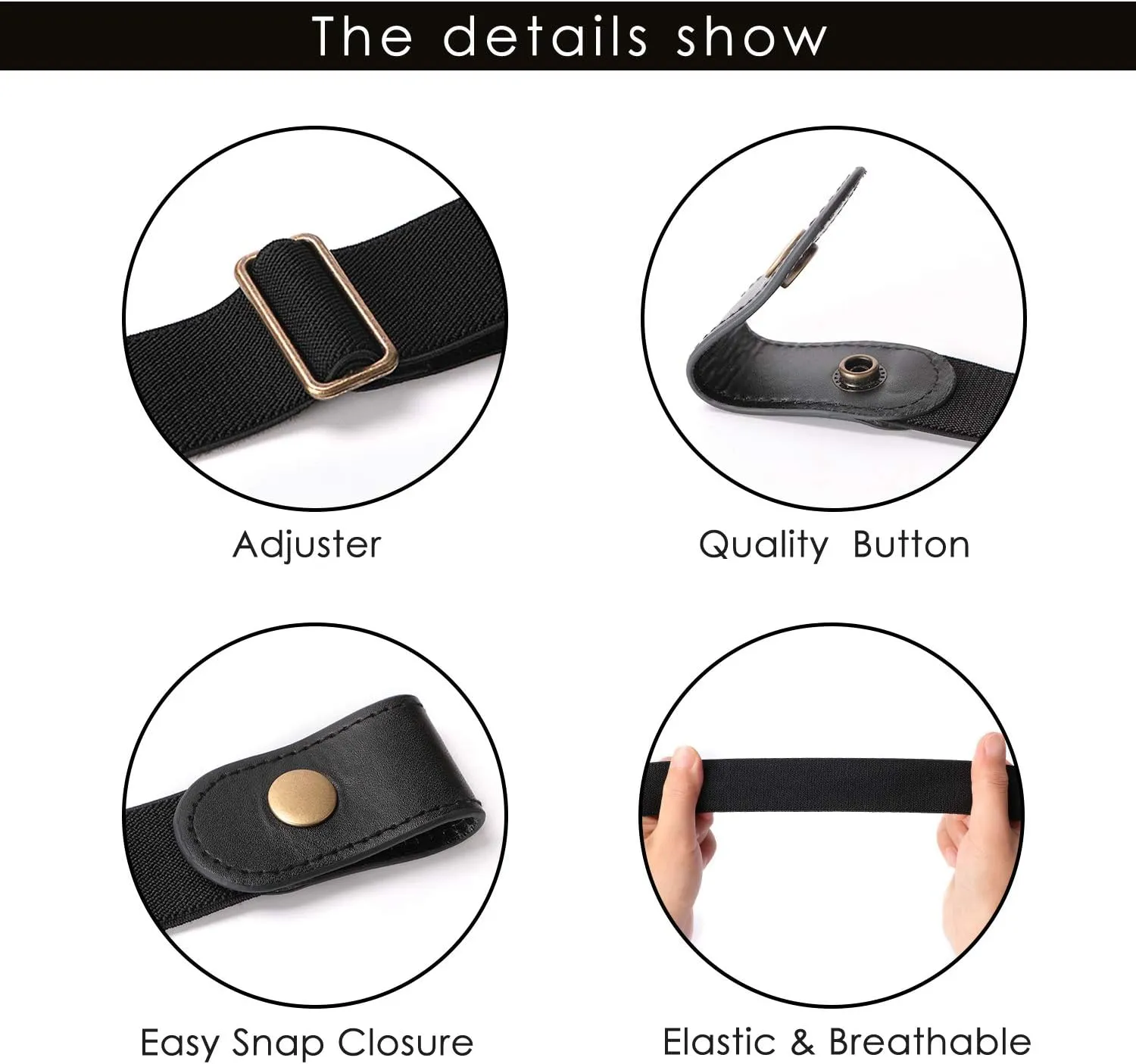 SUOSDEY No Buckle Elastic Stretch Belts for Men and Women, Comfortable Invisible Belts for Jeans Pants