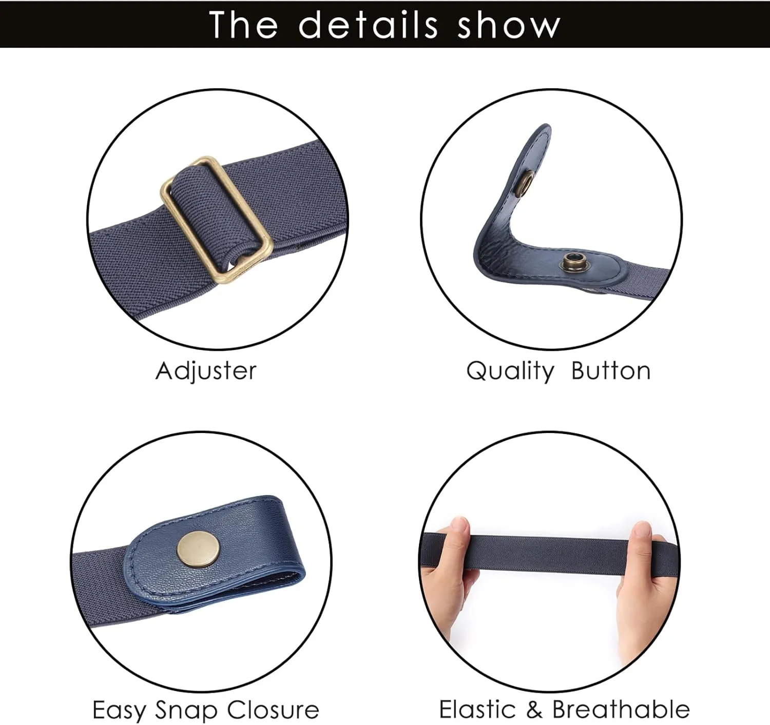 SUOSDEY No Buckle Elastic Stretch Belts for Men and Women, Comfortable Invisible Belts for Jeans Pants