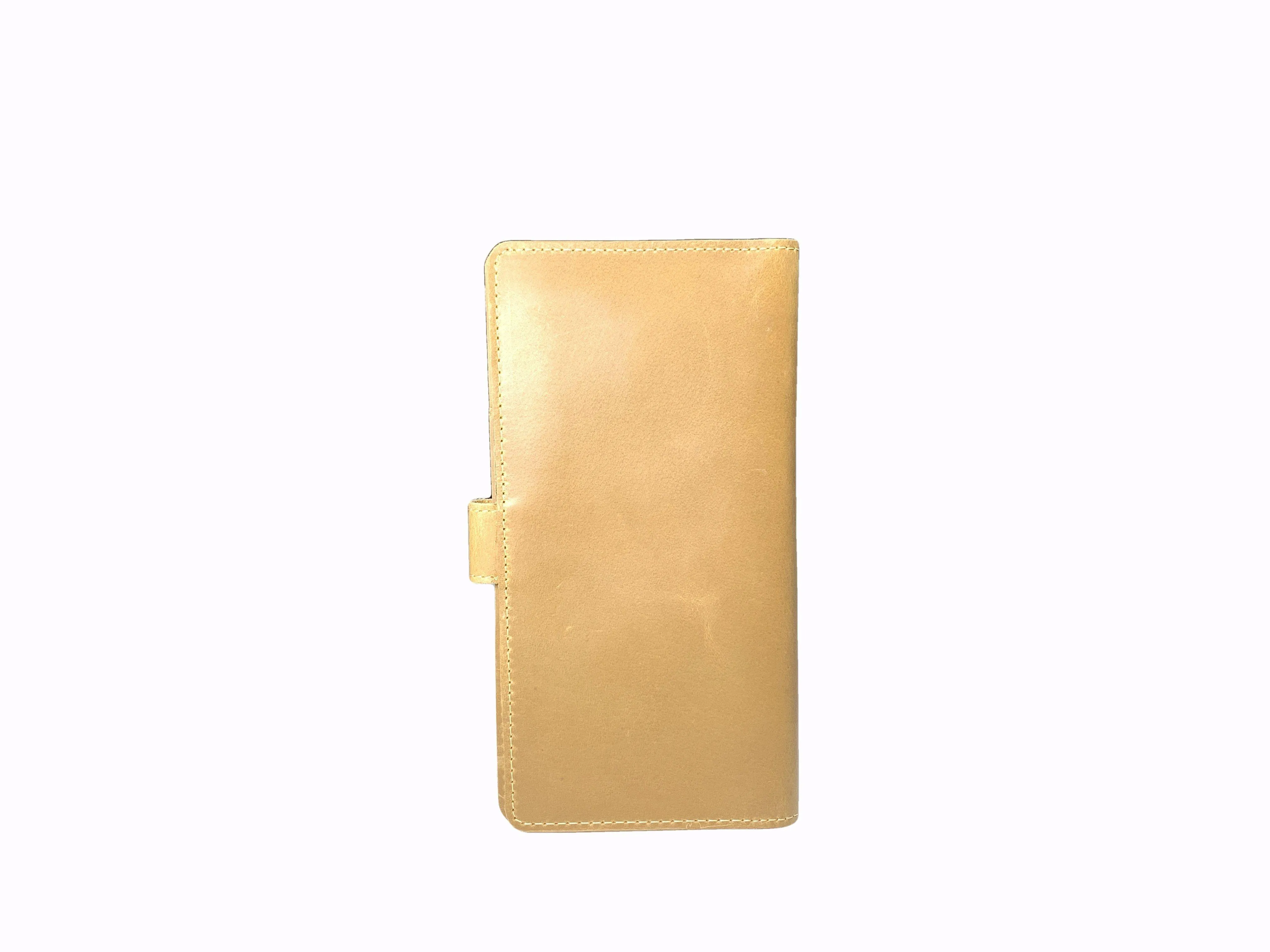 Travel Book Brown Long Leather Wallet