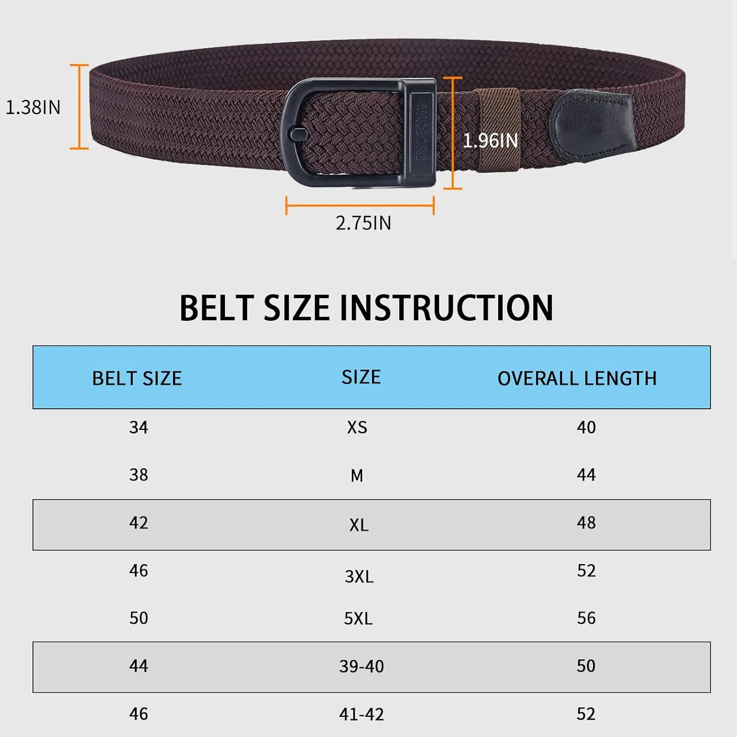 Tsa Approved Hypoallergenic Nickel Free Non Metal Belt for Men Elastic Stretch Braided Golf Accessories Belt
