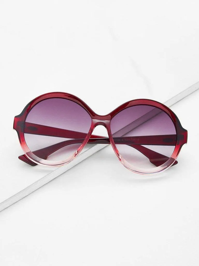 Two Tone Frame Round Lens Sunglasses