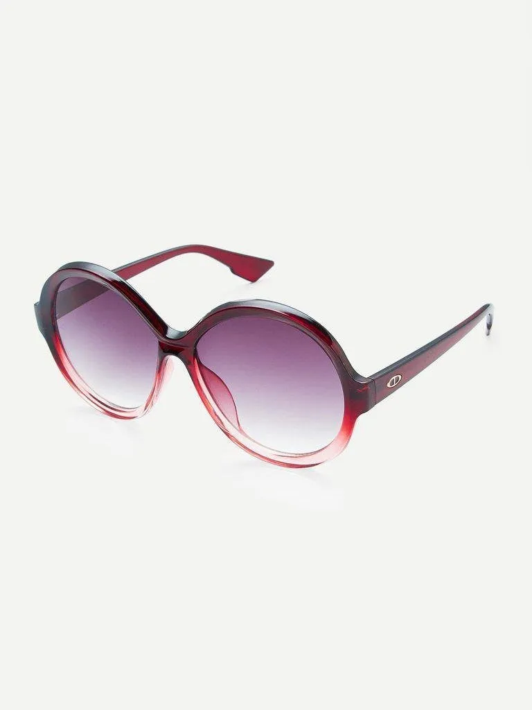 Two Tone Frame Round Lens Sunglasses