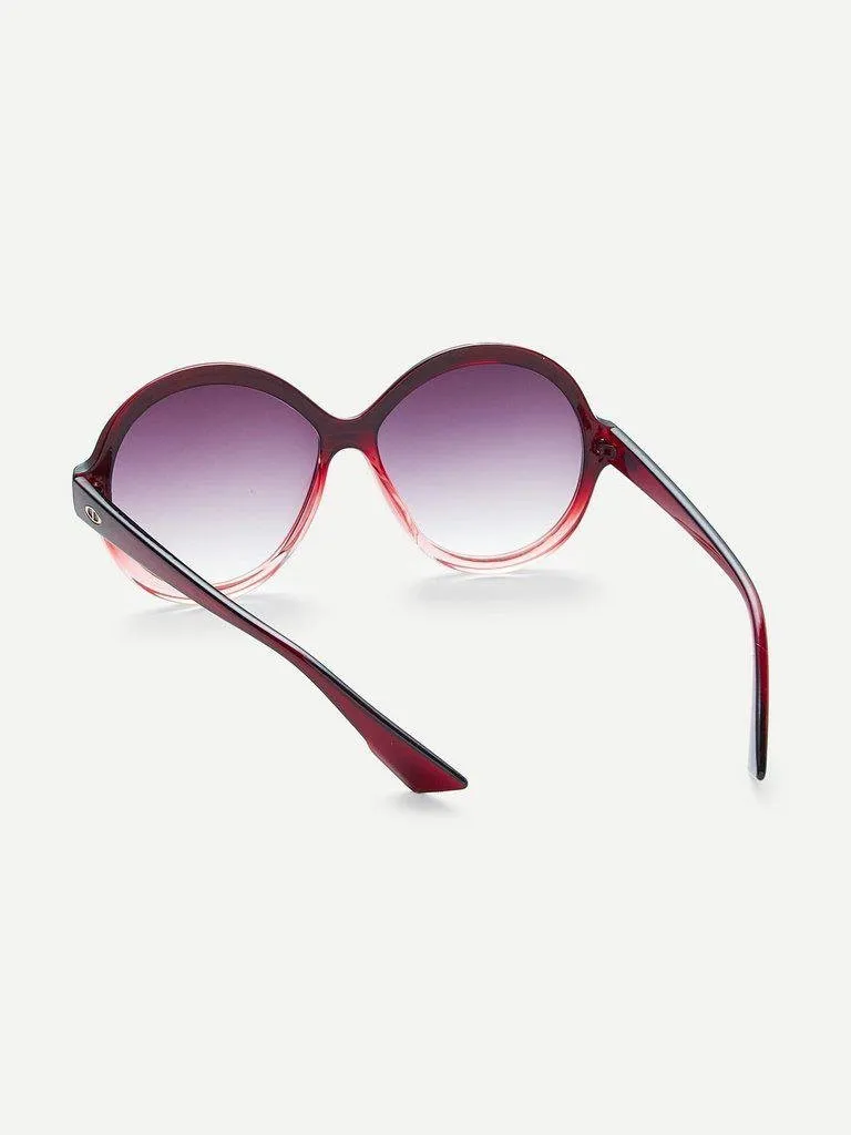 Two Tone Frame Round Lens Sunglasses