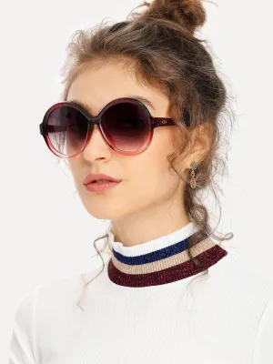 Two Tone Frame Round Lens Sunglasses