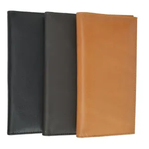Unisex High Quality Checkbook Size Leather Wallet - Assorted Colors