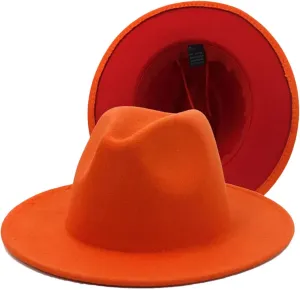 Unisex Two Colors Fedora Hats for Men Women Vintage Wide Brim Church Panama Jazz Cap for Party Wedding