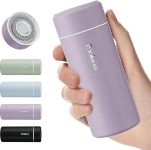 UpgradedExllena Small Insulated Water Bottle 8 oz/250ml Mini Insulated Water Bottle for Hot & Cold Drinks, Perfect Small Water Bottle for Travel, Purse...(Light Purple)
