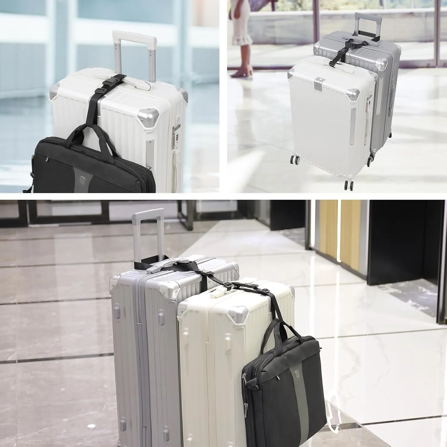 Vigorport Luggage Straps, Luggage Connector Straps for Suitcases Add A Bag and Connect Your 2 Suitcases Together Adjustable Attachment Accessories Belts (1'' Width Medium Size)