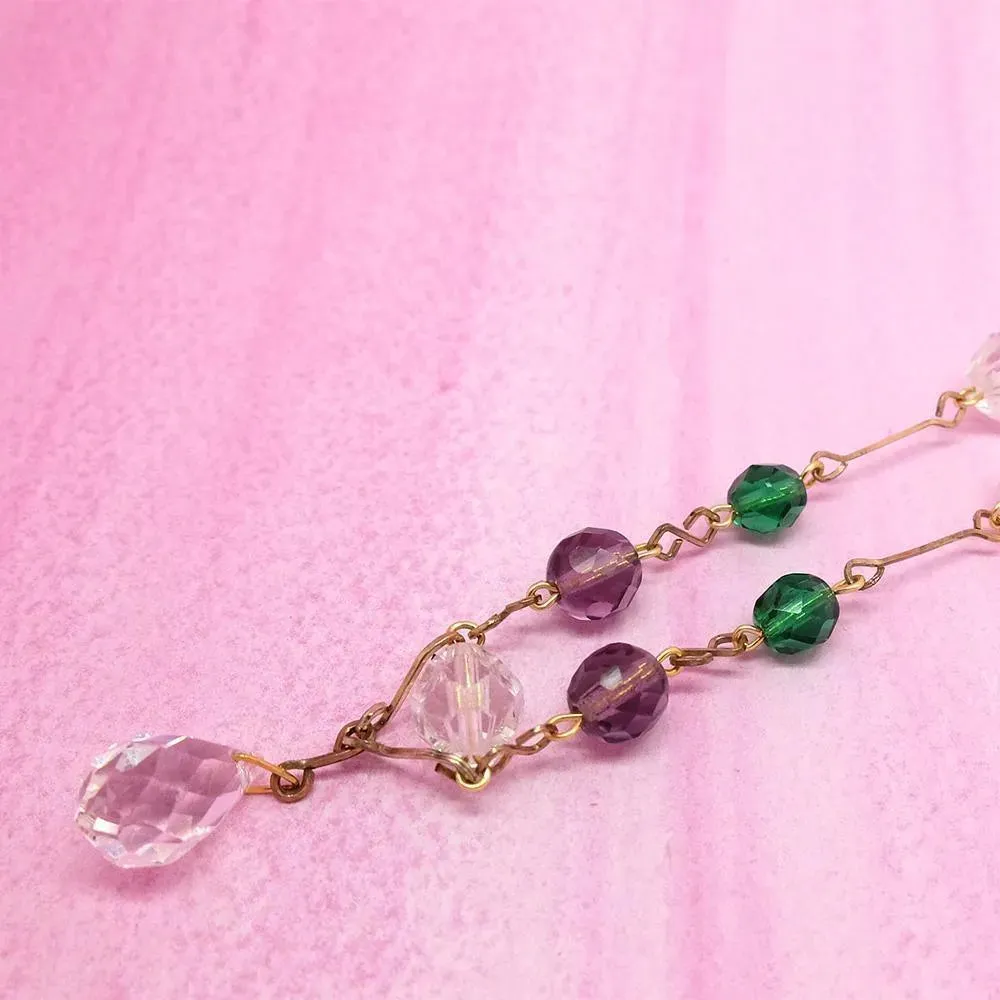 Vintage 1930s Purple Glass Rolled Gold Necklace