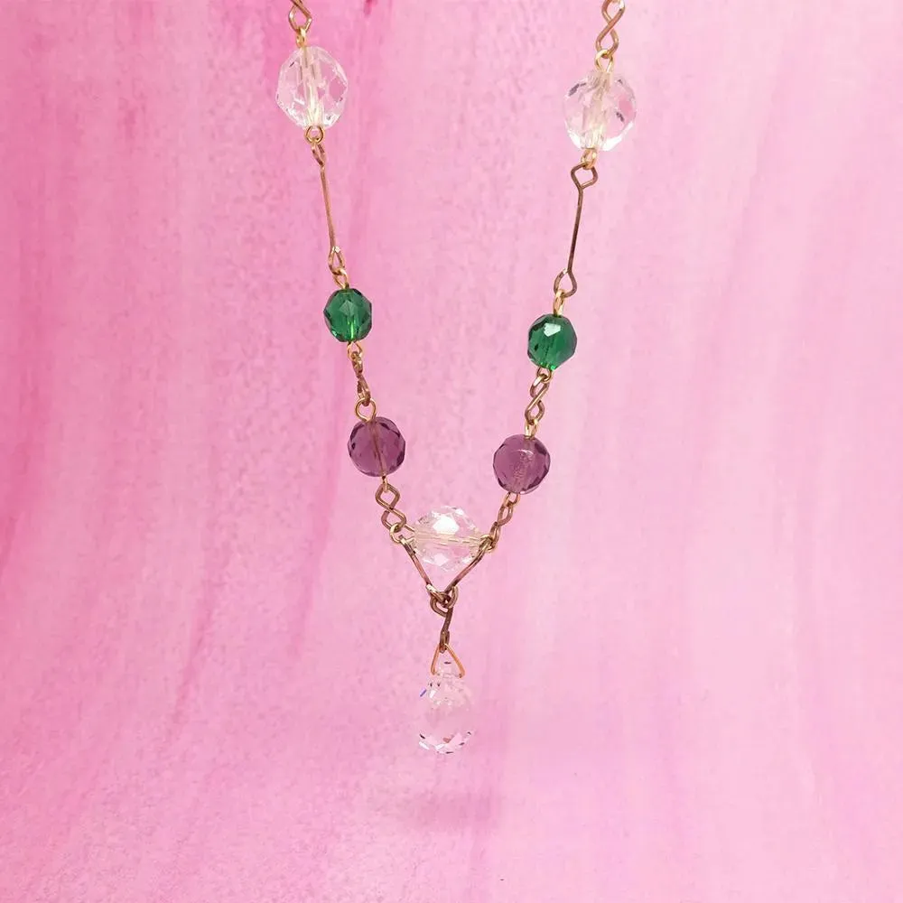 Vintage 1930s Purple Glass Rolled Gold Necklace