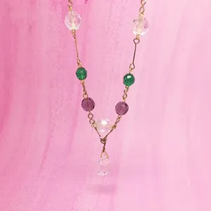 Vintage 1930s Purple Glass Rolled Gold Necklace