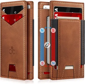 Wallet for Men Slim Leather Wallets for 9-13 Cards, RFID Blocking Thin Card Holder Wallet with ID Window & Stretchable Cash Slot, Minimalist Bifold Small Wallet for Front Pocket, Birthday Gift for Men