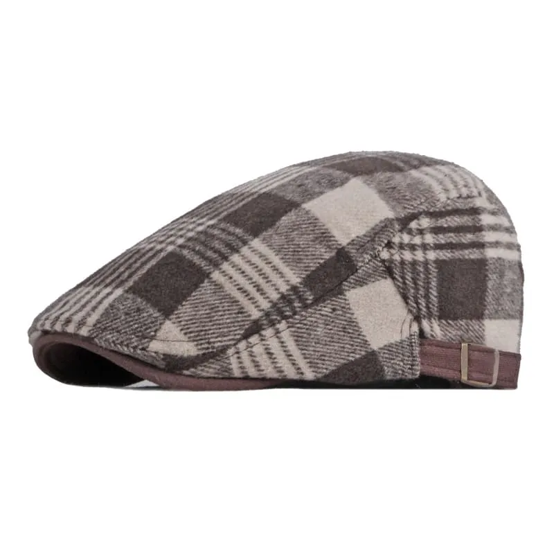 Weris Plaid Woolen Flat Cap