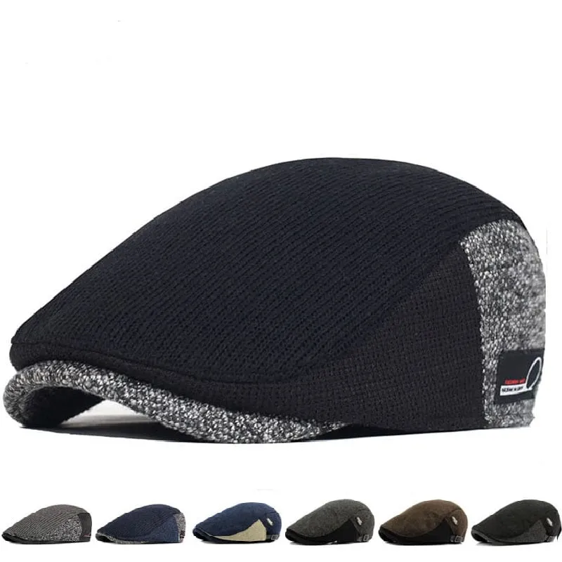 Wigston Striped Knitted Flat Cap