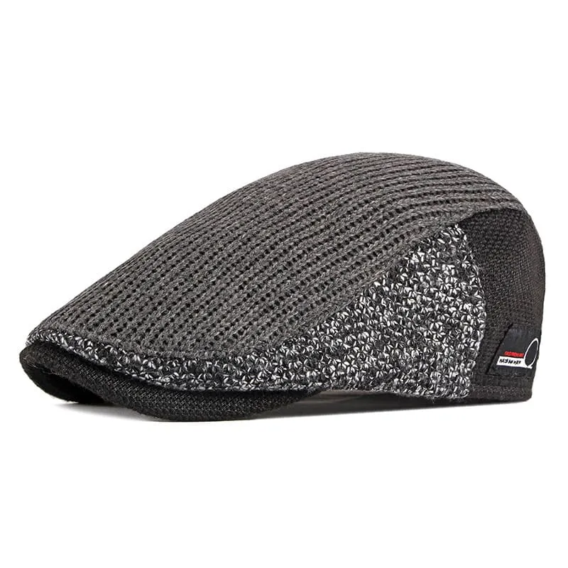 Wigston Striped Knitted Flat Cap