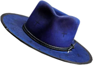 Wool Hat with Blue Belt Decoration Comfortable Felted Hat Youth Fashion Hat for Both Men and Women