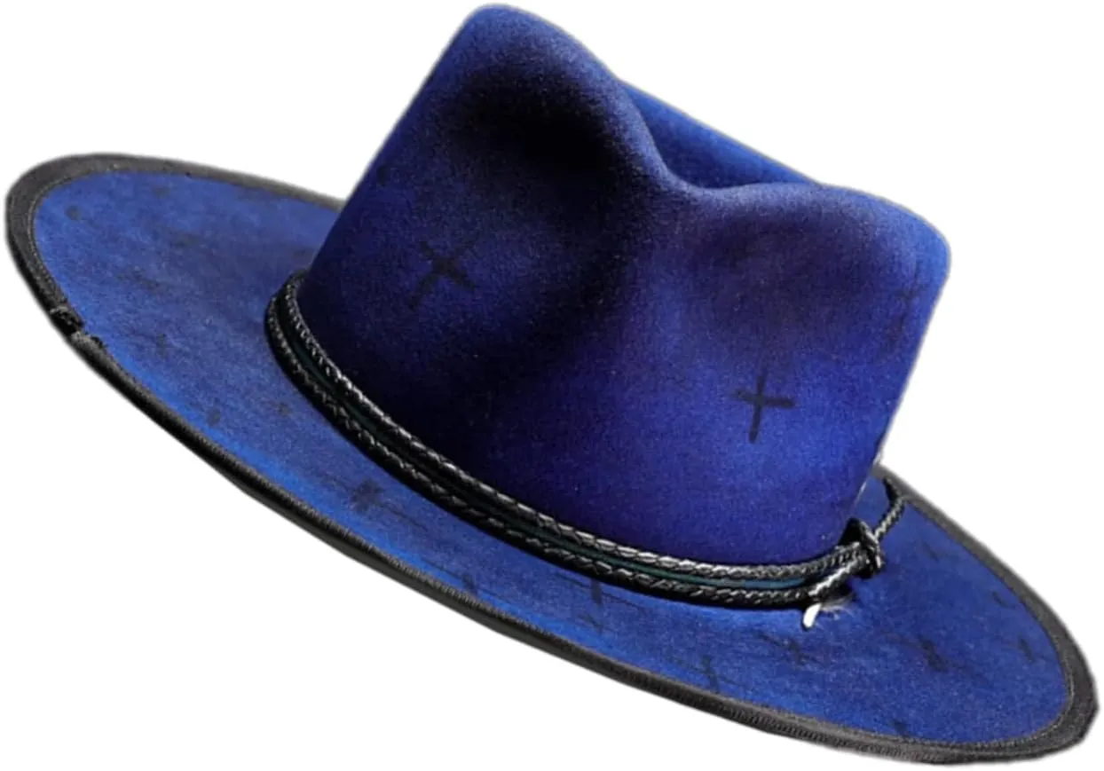 Wool Hat with Blue Belt Decoration Comfortable Felted Hat Youth Fashion Hat for Both Men and Women