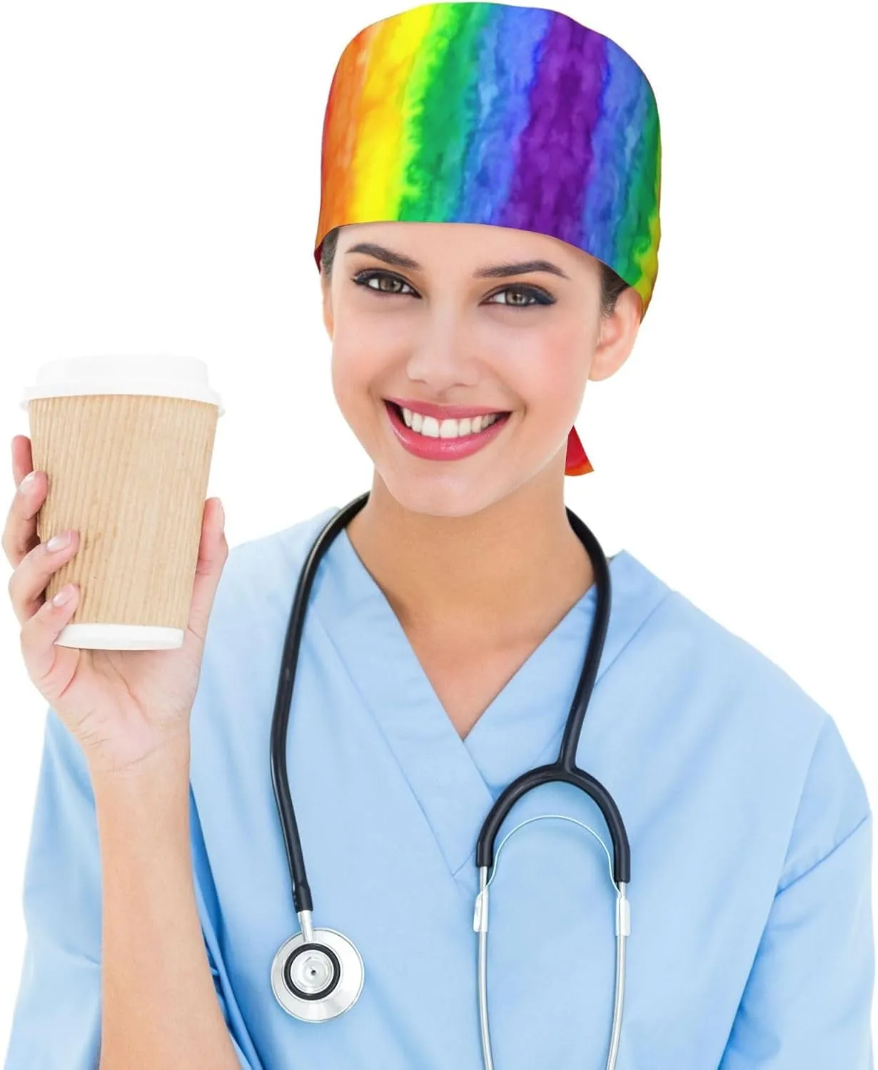 Working Cap Scrub Cap with Sweatband Adjustable Unisex Tie Back Hat Nursing Doctor Surgeon Cap for Women Men