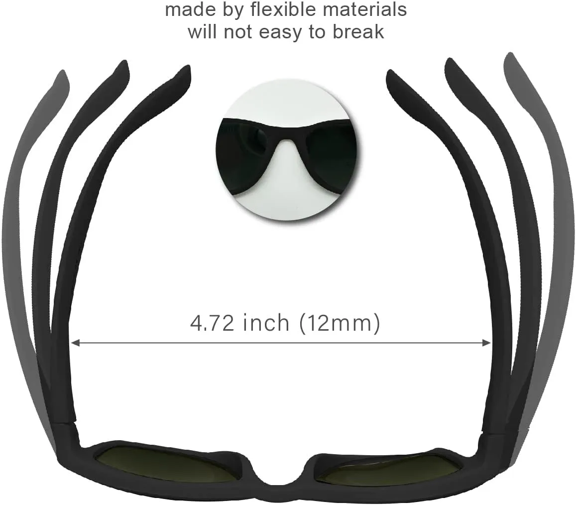 XII WY Kids Sunglasses Polarized UV Protection Flexible Rubber Glasses Shades for Boys Girls