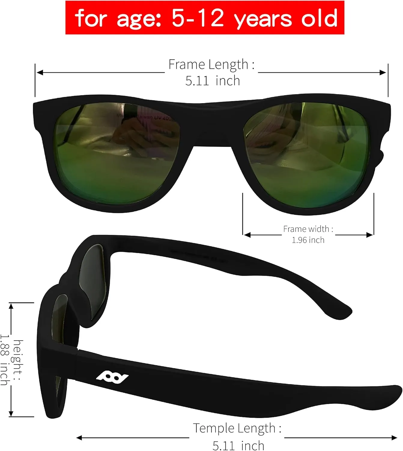 XII WY Kids Sunglasses Polarized UV Protection Flexible Rubber Glasses Shades for Boys Girls