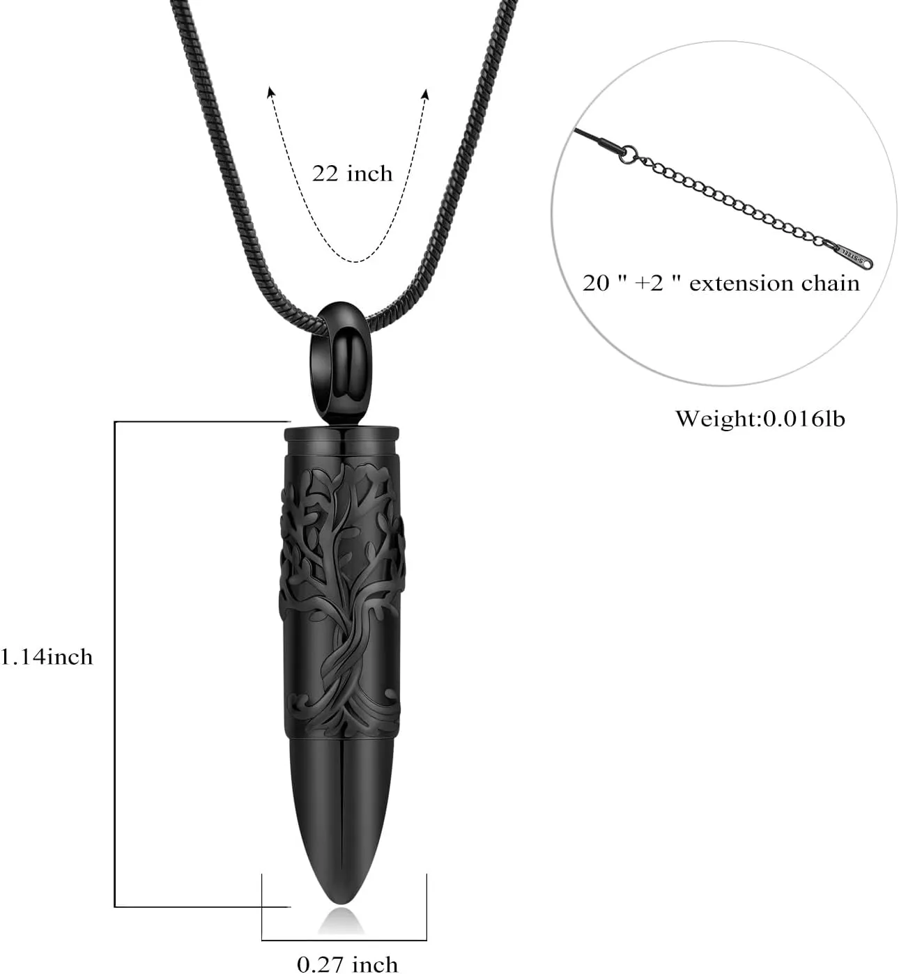 zeqingjw Bullet Urn Necklaces for Ashes Tree of Life Cremation Jewelry Memorial Pendant Ash Holder Keepsake Jewelry for Pet/Human